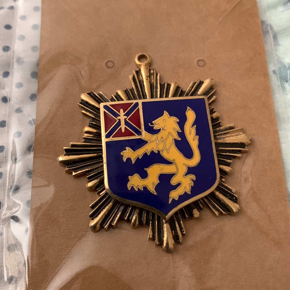 Heraldic Lion Rampant Enamel Pendant Double Layer